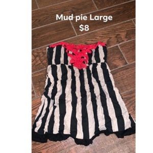 Mud Pie Dress Coverup Summer Stripe Red Black New